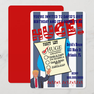 Invitation Fête d'anniversaire énorme de Trump, un jalon énor