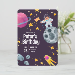 Invitation Fête d'anniversaire Espace extraterrestre hors de