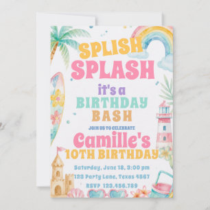 Invitation Fête d'anniversaire estivale au bassin Splish Spla