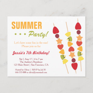 Invitation Fête d'anniversaire estivale tropicale et fruitée