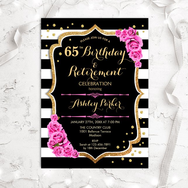 Invitation Fête d'anniversaire et de départ à la retraite - N (Créateur téléchargé)