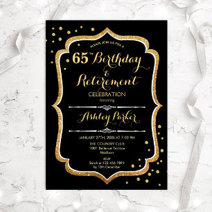 Invitation Fête d'anniversaire et de retraite - Or noir