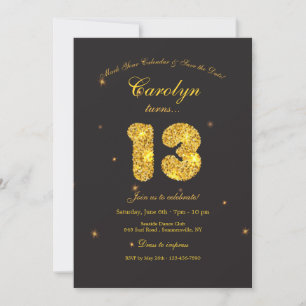 Invitation Fête d'anniversaire étincelante de 13 ans