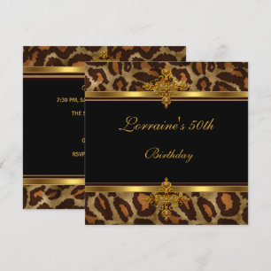 Invitation Fête d'anniversaire Exotique Or Noir 50 ans