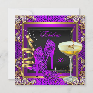 Invitation Fête d'anniversaire fabuleuse de 30 ans léopard ro