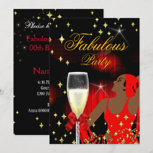 Invitation Fête d'anniversaire fabuleuse de diva aux paillett