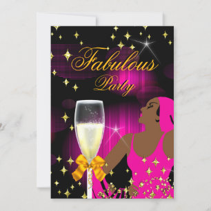 Invitation Fête d'anniversaire fabuleuse de diva rose paillet