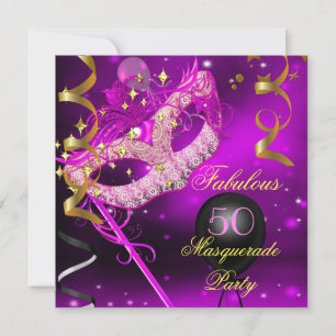 Invitation Fête d'anniversaire fabuleuse Mascarade Rose Gold