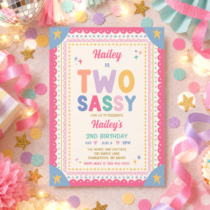 Invitation Fête d'anniversaire fantaisiste de 2 ans pour une