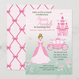 Invitation Fête d'anniversaire Fantastique Princesse Rose