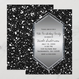 Invitation Fête d'anniversaire fascinante d'argent noir de
