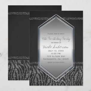 Invitation Fête d'anniversaire fascinante de gris argenté de