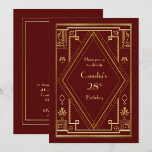 Invitation fête d'anniversaire femme, grand Gatsby