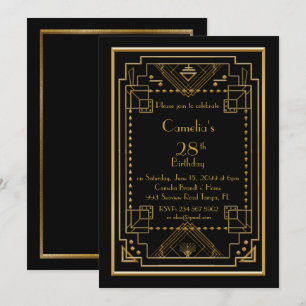 Invitation fête d'anniversaire femme, grand Gatsby