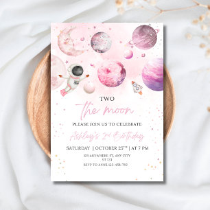 Invitation Fête d'anniversaire fille astronaute espace extra-