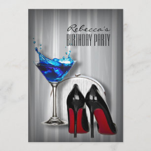 Invitation fête d'anniversaire fille martini escarpin semelle