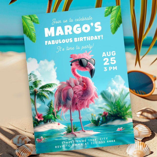 Invitation Fête d'anniversaire Flamingo Fiesta (Créateur téléchargé)