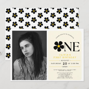 Invitation Fête d'anniversaire fleurie Onederful 1 an