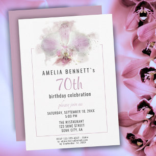 Invitation Fête d'anniversaire florale aquarelle orchidée ros