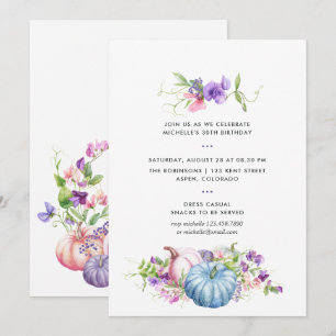 Invitation Fête d'anniversaire florale d'automne