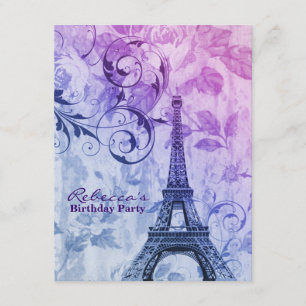 Invitation fête d'anniversaire florale de Paris de Tour