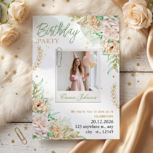 Invitation Fête d'anniversaire florale élégante