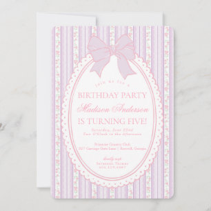 Invitation Fête d'anniversaire florale élégante vintage viole