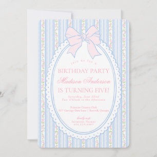 Invitation Fête d'anniversaire florale fantaisiste vintage bl