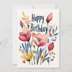 Invitation Fête d'anniversaire florale illustrée