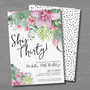 Invitation Fête d'anniversaire Florale Tropicale