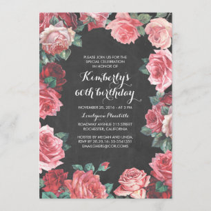 Invitation fête d'anniversaire florale vintage de tableau