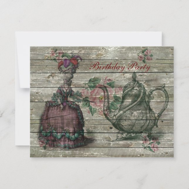 Invitation fête d'anniversaire française d'Antoinette de (Devant)