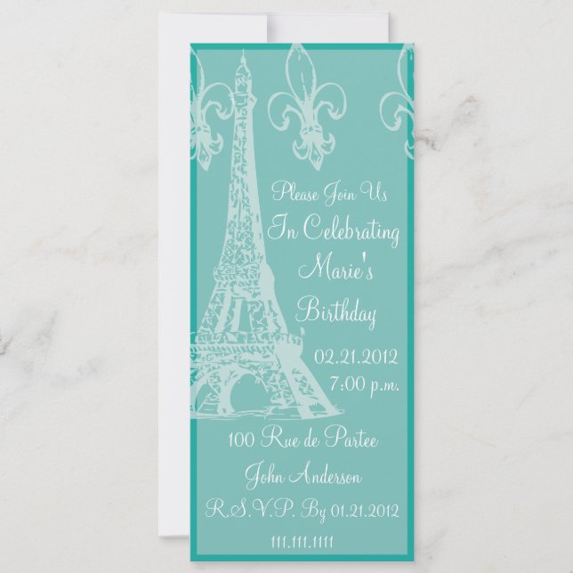 Invitation Fête d'anniversaire française élégante (Devant)