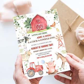 Invitation Fête d'anniversaire garçon animaux de la ferme gar