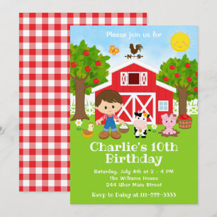 Invitation Fête d'anniversaire garçon aux cheveux bruns de la