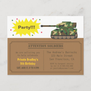 Invitation Fête d'anniversaire garçon avec réservoir à impres