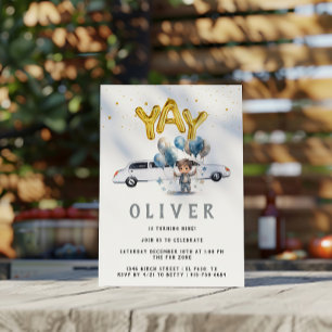 Invitation Fête d'anniversaire garçon Limo blanche