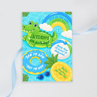 Invitation Fête d'anniversaire garçon piscine d'été