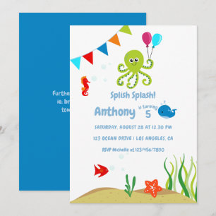 Invitation Fête d'anniversaire garçon sous la mer