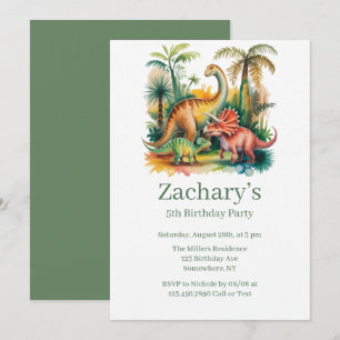 Invitation Fête d'anniversaire garçon thème dinosaures