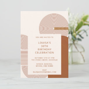 Invitation Fête d'anniversaire géométrique en terre cuite mod