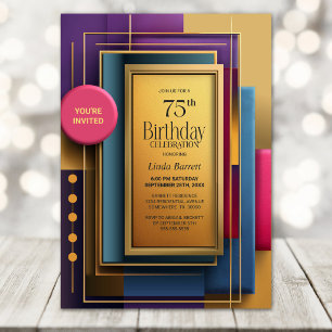 Invitation Fête d'anniversaire géométrique vibrante de 75 ans