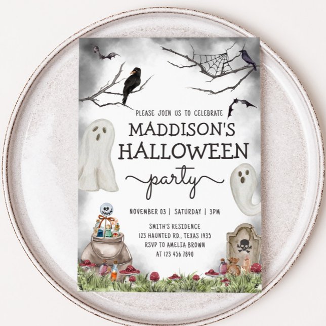 Invitation Fête d'anniversaire Ghost Éffrayant Halloween (Spooky Ghost Halloween Party)