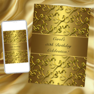 Invitation Fête d'anniversaire Gold Swirl