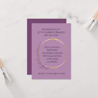 Invitation Fête d'anniversaire Golden Bloom