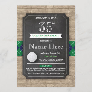 Invitation Fête d'anniversaire Golf Ball N'importe quel âge G