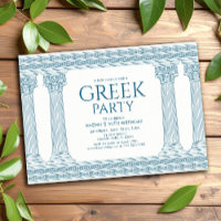 Fête d'anniversaire grecque avec des colonnes bleu
