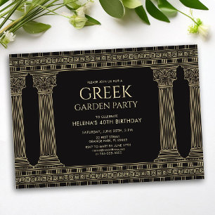 Invitation Fête d'anniversaire grecque avec graphiques de cou