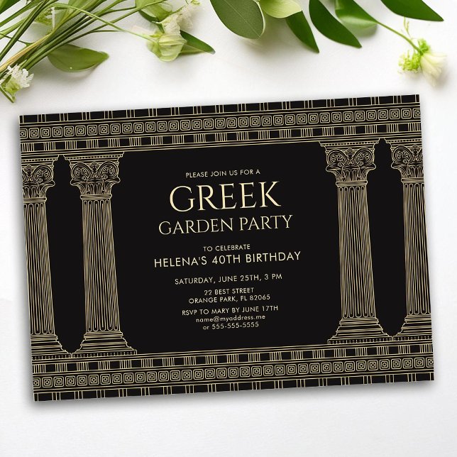 Invitation Fête d'anniversaire grecque avec graphismes couleu (Créateur téléchargé)