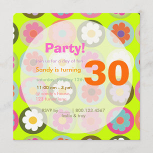 Invitation Fête d'anniversaire Groovy Daisies/Soixante joyeux